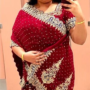 Maroon Lehenga with stones / Indian Traditional Clothing